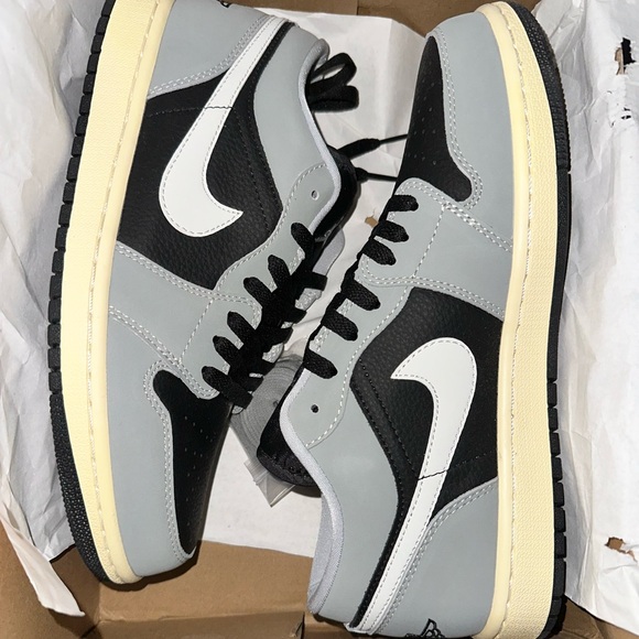 Jordan Other - Air Jordan retro 1 Low Gray and Black Sneakers with White Accents